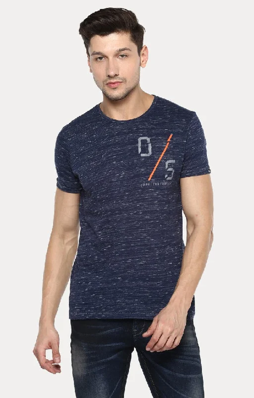 Shop the Weekend Away Spykar Blue Printed Slim Fit Men T-Shirts
