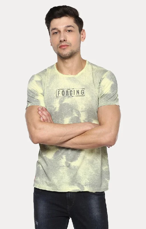 Sale Event Spykar Yellow Printed Slim Fit Men T-Shirts