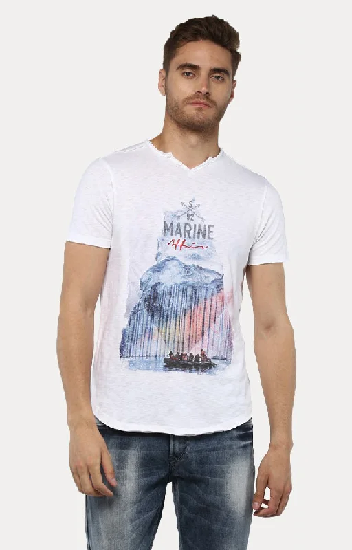 Weekend Bargains to Indulge In Spykar White Printed Slim Fit Men T-Shirts