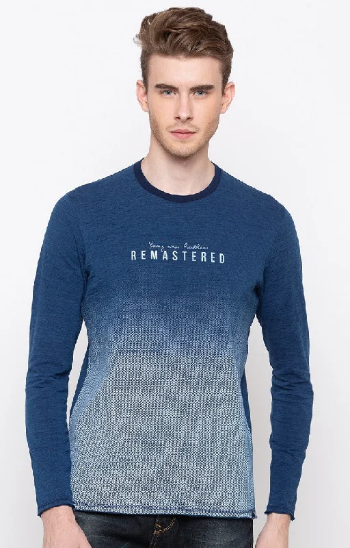 Weekend Savings Spectacle Spykar Indigo Printed Slim Fit Men T-Shirts