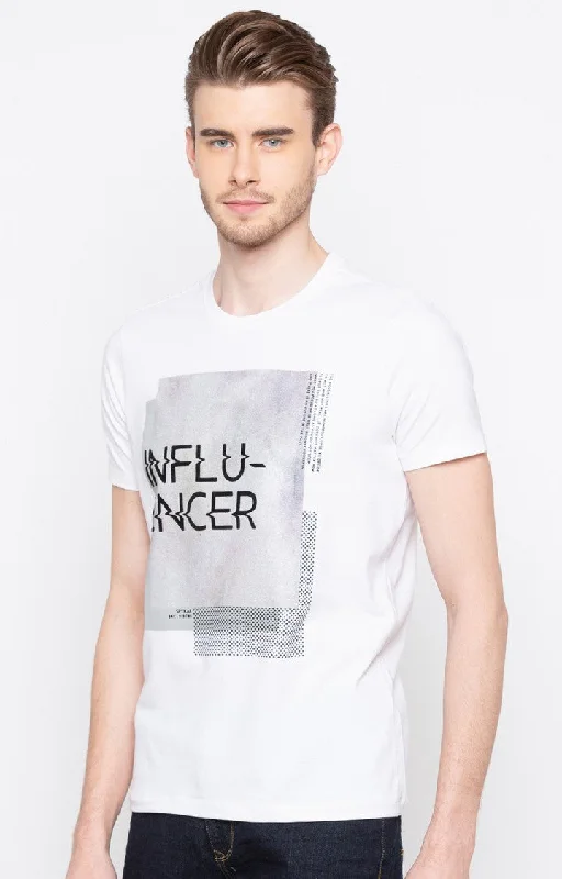 Amazing Value Spykar White Printed Slim Fit Men T-Shirts