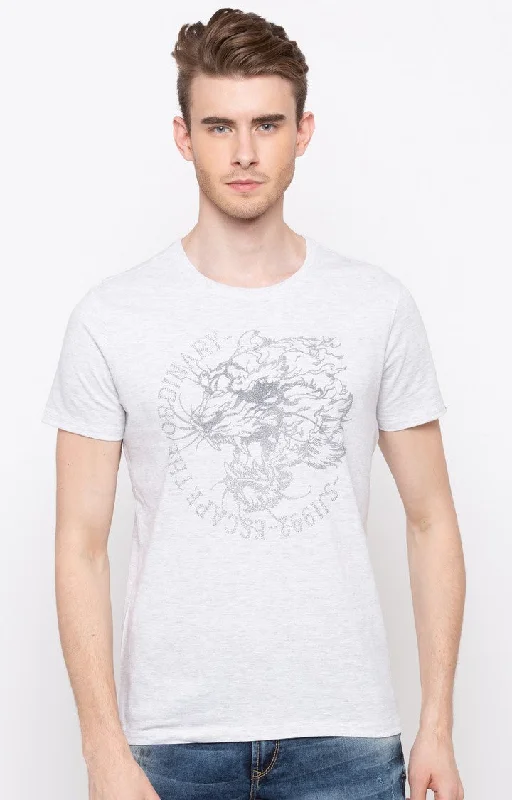 Weekend Offers That Dazzle Spykar White Printed Slim Fit Men T-Shirts