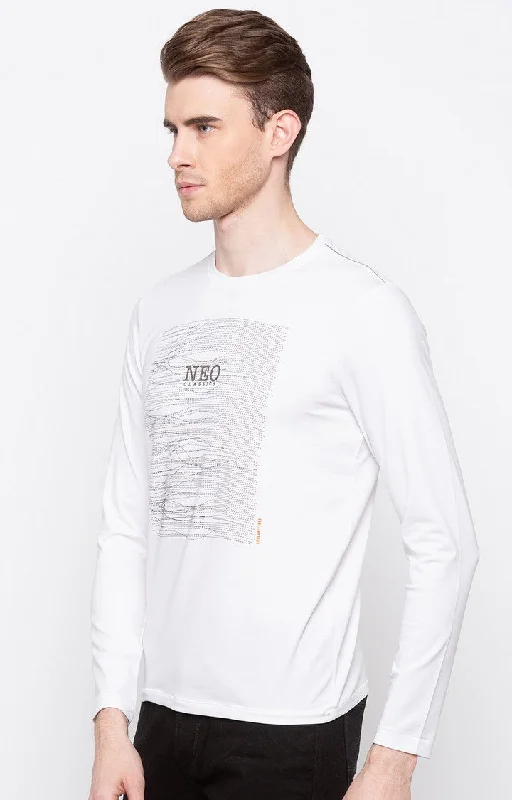 Unmissable Offer Spykar White Printed Slim Fit Men T-Shirts