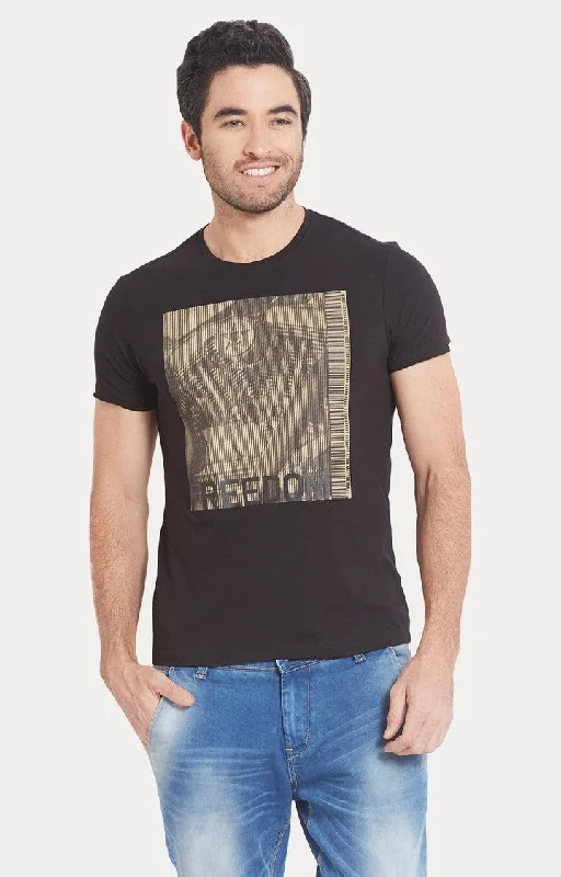 Weekend Shopping Extravaganza Spykar Brown Printed Slim Fit Men T-Shirts