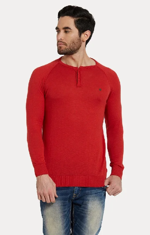 Weekend Savings Sensation Spykar Red Solid Slim Fit Men T-Shirts