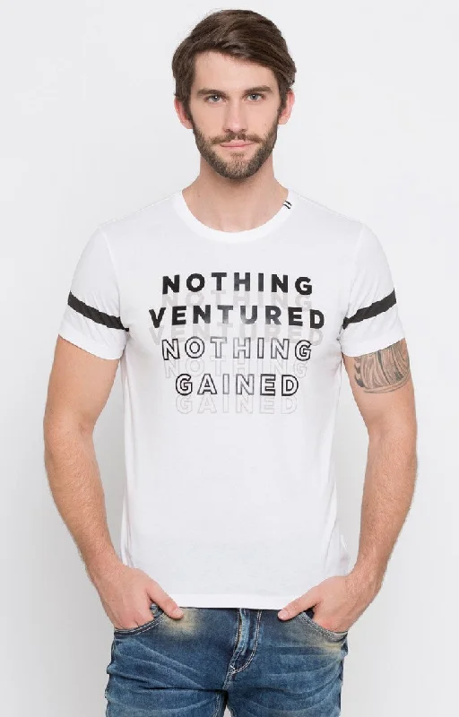 Weekend Offers That Sizzle Spykar White Printed Slim Fit Men T-Shirts