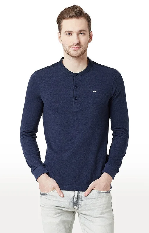 Instant Savings Spykar Navy Solid Slim Fit Men T-Shirts