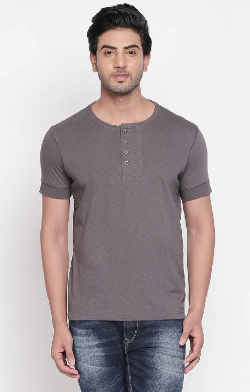 Spykar Men Grey Cotton Slim Fit M and arin T-Shirt