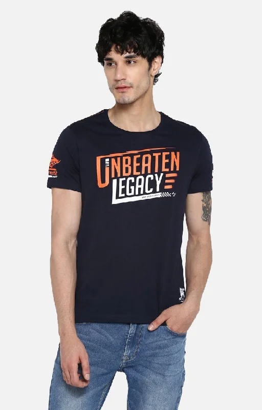Savings Galore Spykar Navy Blue Printed Slim Fit Men T-Shirts