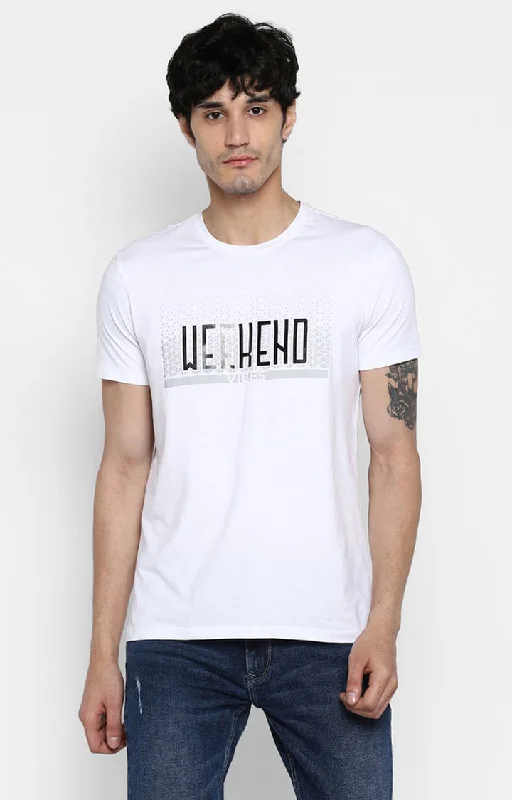 Quick Sale Spykar White Printed Slim Fit Men T-Shirts