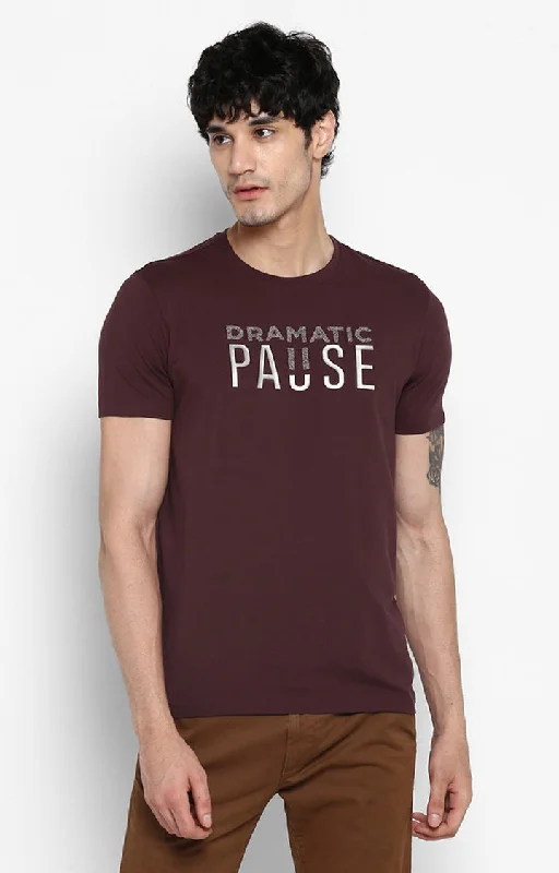 Weekend Deals to Brighten Your Day Spykar Wine Printed Slim Fit Men T-Shirts