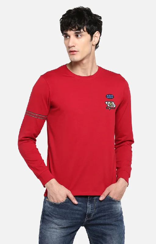 Mega Discount Spykar Red Solid Slim Fit Men T-Shirts
