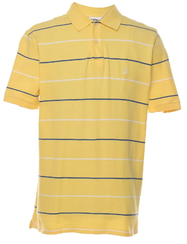Half Price Nautica Navy & Yellow Polo T-shirt - L