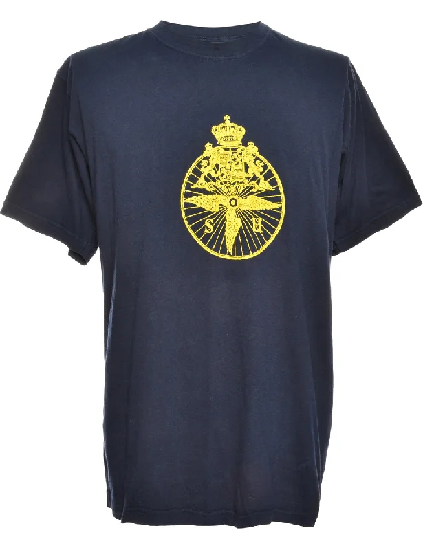 Weekend Offers That Please Navy Printed T-shirt - M