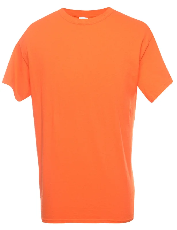 Super Bargain Orange Plain T-shirt - M