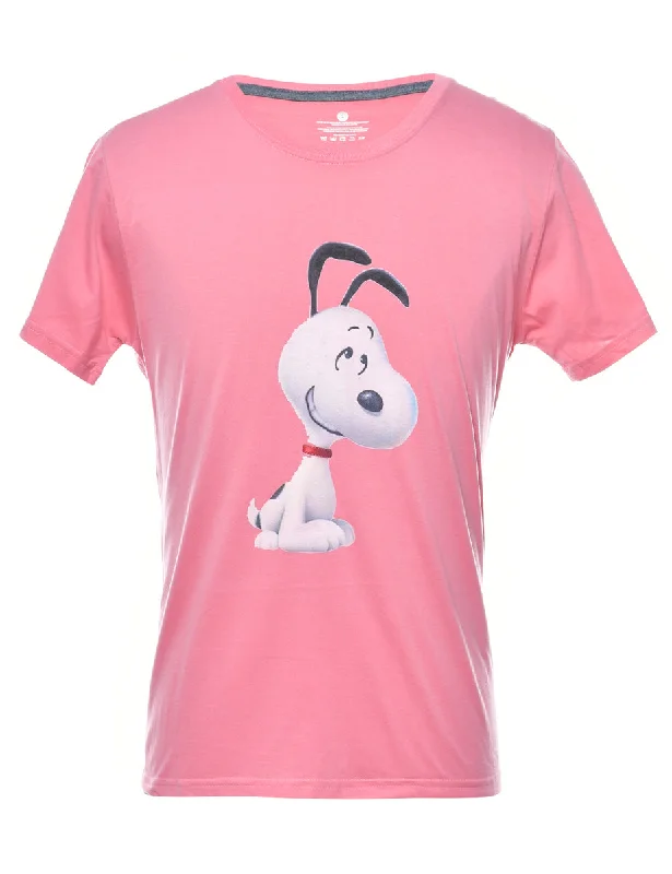 Clearance Sale Pale Pink Snoopy Cartoon T-shirt - M