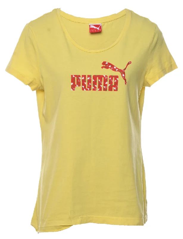 Extra Discount Puma Yellow Printed T-shirt - M