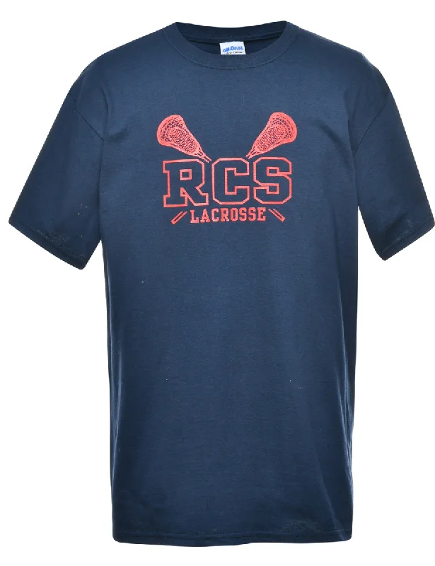 Hurry In RCS Lacrosse Navy & Red Printed T-shirt - M