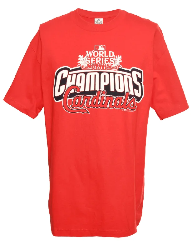 Weekend Deals That Sparkle Red Champions Cardinals Printed T-shirt - L