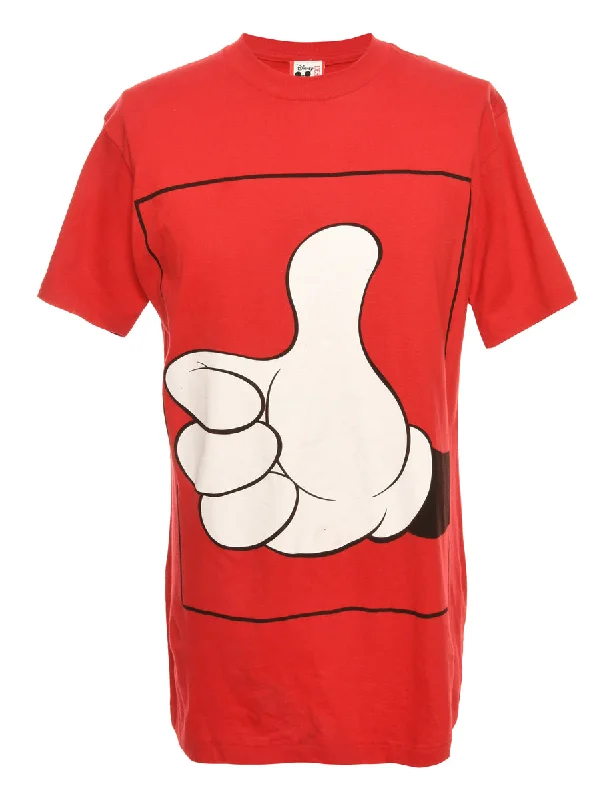 Flash Sale Red Disney Mickey Mouse Printed T-shirt - M