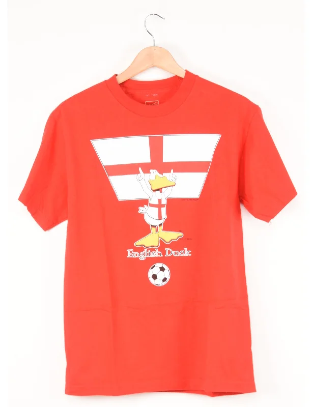 Weekend Bargains Await You Red English Duck Printed T-shirt - M