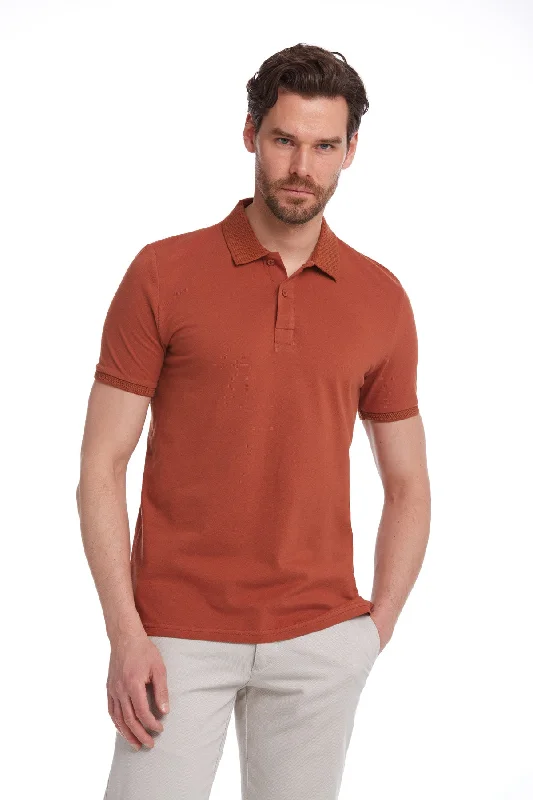Great Deal Regular Fit Cinnamon Basic Cotton Polo T-Shirt