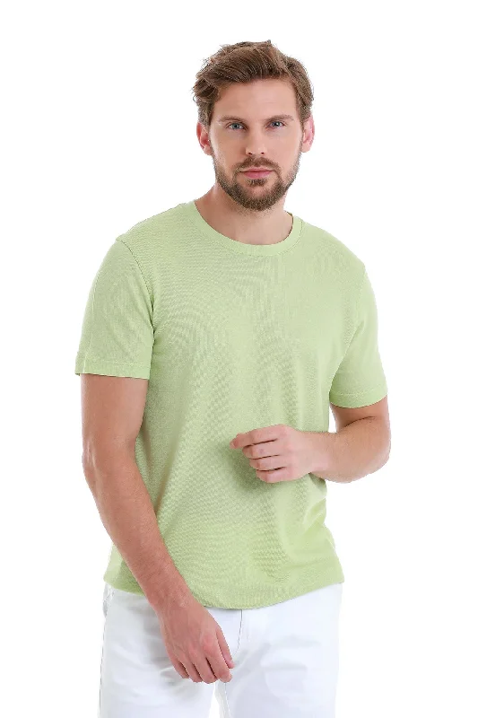 Weekend Specials You Can't Miss Regular Fit Green Cotton Blend Crew Neck T-Shirt