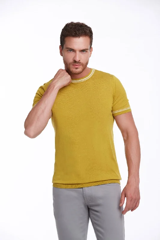 Shop and Save Regular Fit Saffron Basic Crew Neck T-Shirt