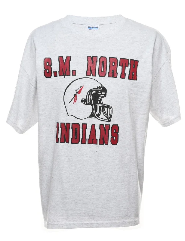 Weekend Savings Fiesta S.M. North Indians Marl Grey & Maroon Sports T-shirt - XL
