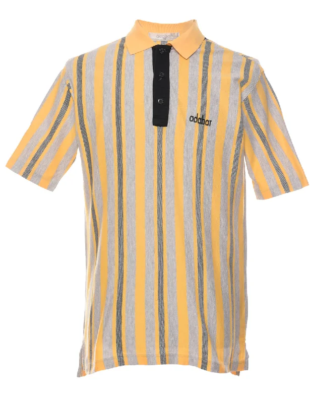 Don't Delay Striped Grey & Yellow Adabar Polo Shirt - M