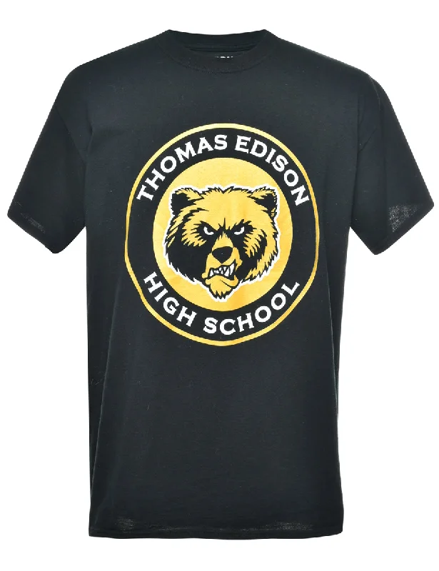 Weekend Deals That Thrill Thomas Edison High School Black Printed T-shirt - L