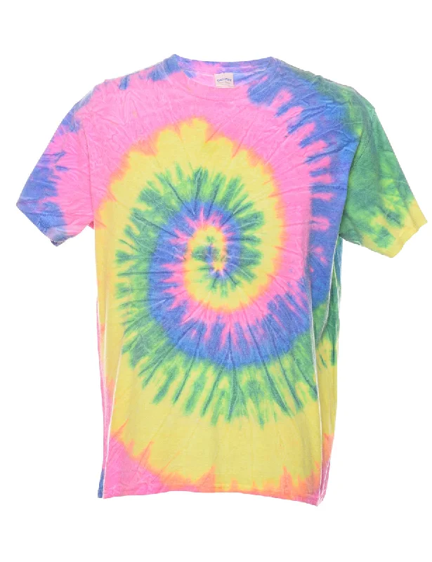 Weekend Sale: Don't Miss Out Tie Dye Design Multi-Colour Printed T-shirt - L