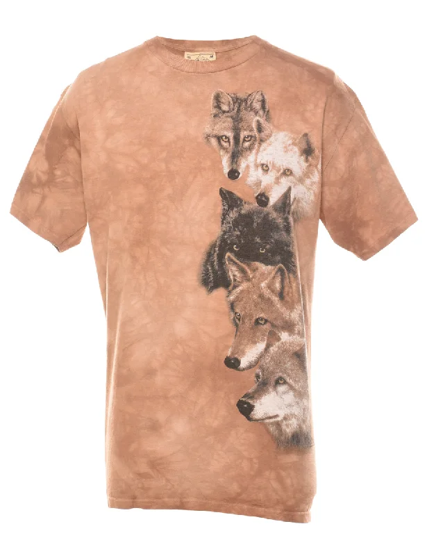 Weekend Savings Spree Tie Dye Design The Mountain Wolf Animal T-shirt - M