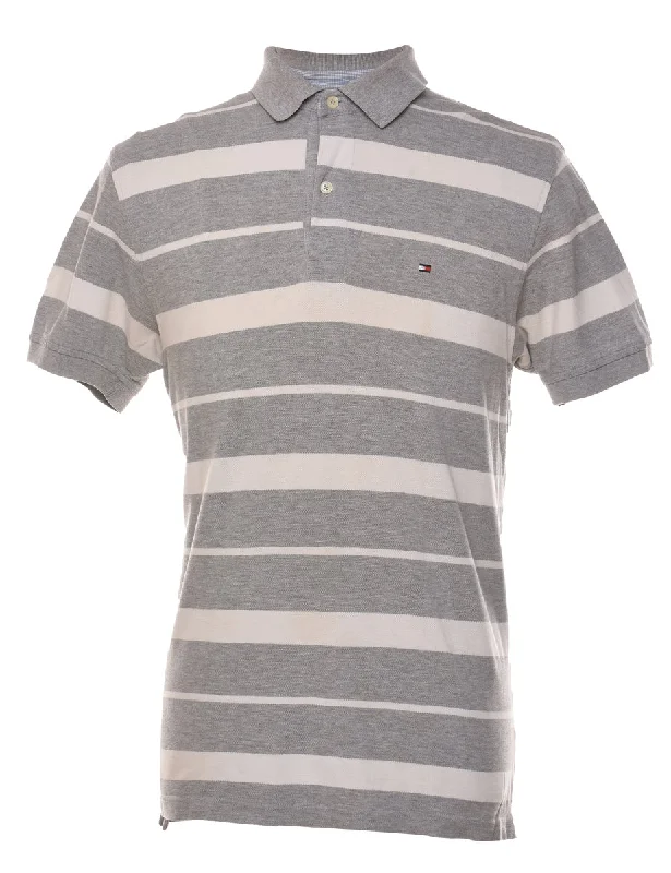 Year-End Deals Tommy Hilfiger Grey Striped Polo Shirt - M