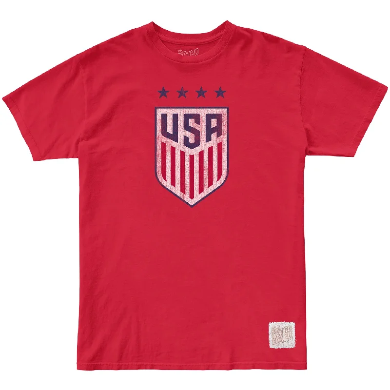 Men's Original Retro Brand USWNT 4 Star Vintage Crest Red Tee