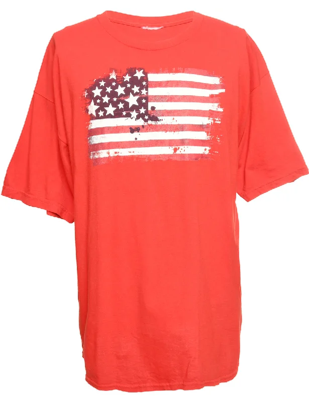 Savings Galore USA Printed Red T-shirt - XL