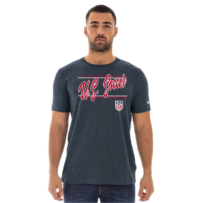 Men's New Era USMNT Script Bi-Blend Navy Crew Neck T-Shirt