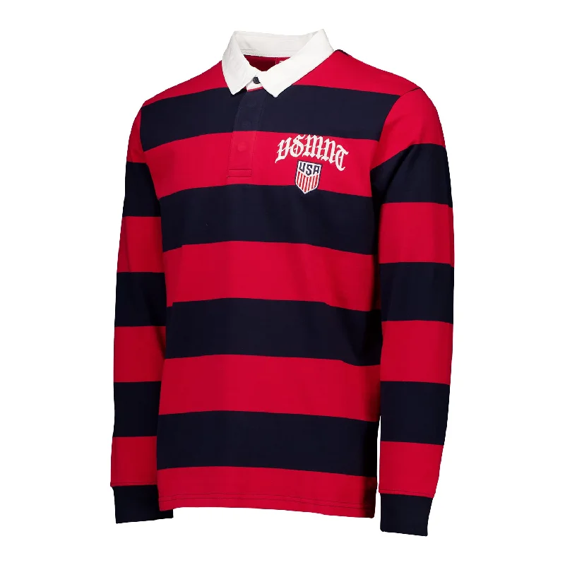 Unisex U.S. Soccer Officially Licensed USMNT Striped Rugby Long Sleeve Tee