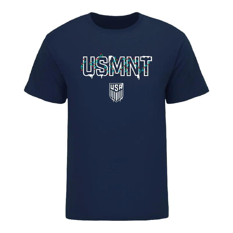 Unisex USMNT Holiday Snowy Lights Navy Tee