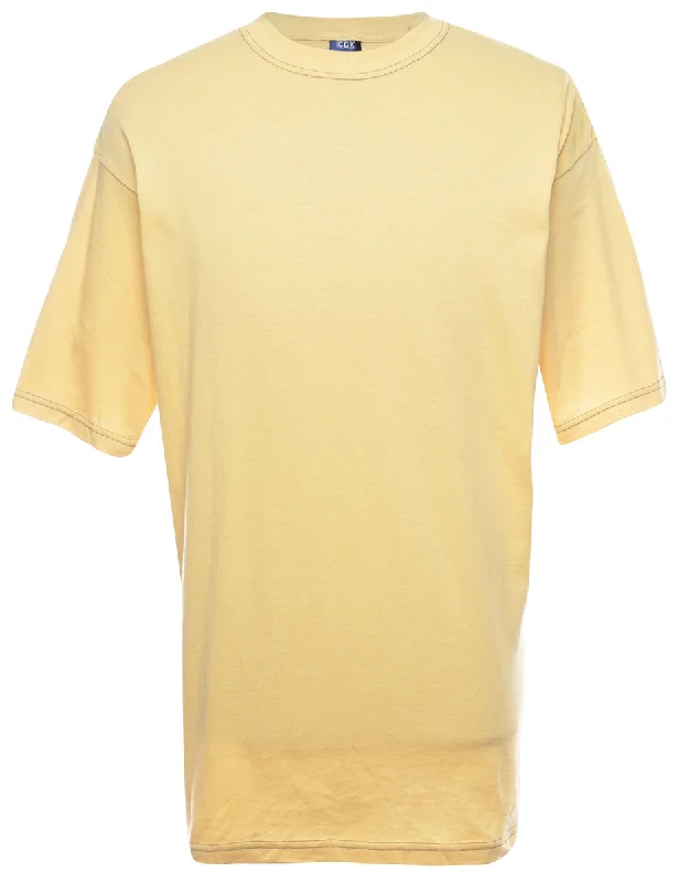 Take Advantage Yellow Plain T-shirt - L